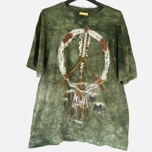 The Mountain Other - Vtg The Mountain Peace Dream Catcher Small Green T Shirt 1996 Jeff Grosner